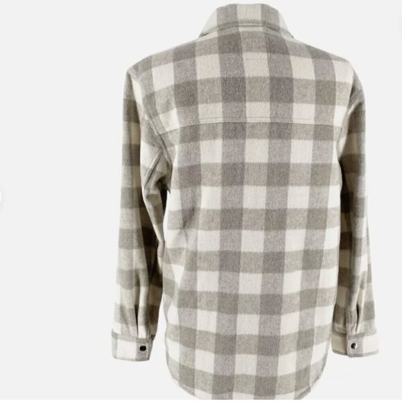 Rails Tripp Plaid Shirt Jacket / Shacket in Ivory Rain Wool Blend Size M - Picture 3 of 5